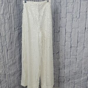 OSOS Women's White All Sequined Wide Leg Pants‎ Size 2